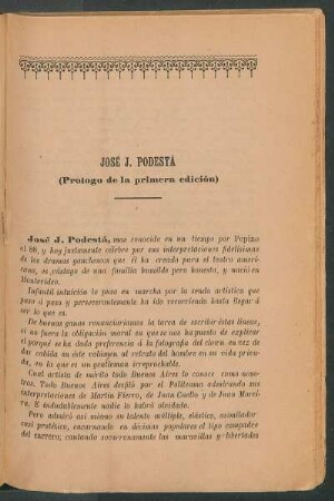 José J. Podestá : (Prólogo de la primera edición)