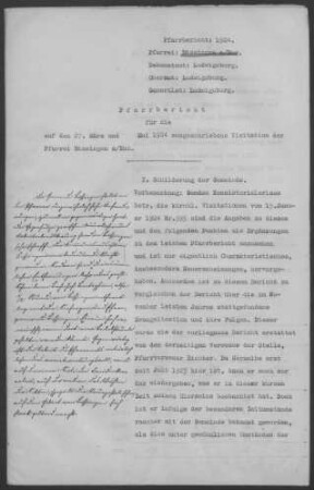 Bissingen/Enz: Pfarrbericht 1924