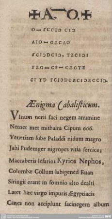 Aenigma Cabalisticum.