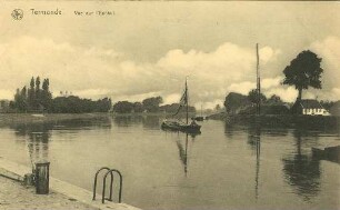 Erster Weltkrieg - Postkarten "Aus großer Zeit 1914/15". "Termonde - Vue sur l'Escaut"