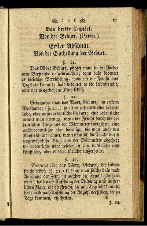 Erster Abschnitt. Von der Eintheilung der Geburt.