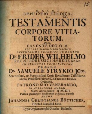 Disp. iur. de testamentis corpore vitiatorum