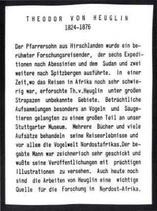 Text für eine Ausstellung über Theodor von Heuglin