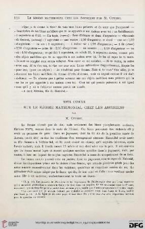 1: Note annexe sur le régime matrimonial chez les Assyriens
