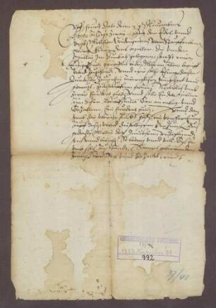 Verkaufsbrief des Melchior Widergrün von Staufenberg an Hans Haim über die untere Mühle samt Gärtlein zu Durbach um 200 fl.