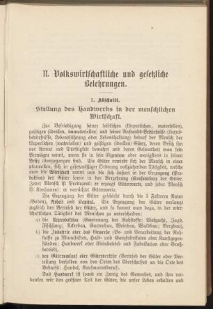 II. Volkswirtschaftliche und gesetzliche Belehrungen.