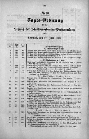 Tages-Ordnung. No. 13 (248-274), 20. Mai 1908