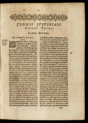 Codicis Iustiniani Sacrat. Princ. Liber Sextus [Ad Tit. Cod. Lib. VI.]