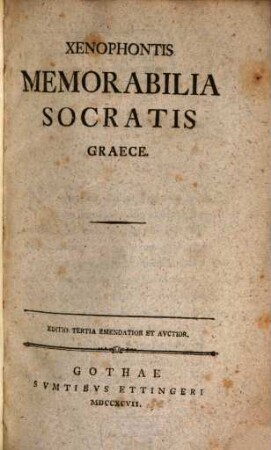 Xenophontis Memorabilia Socratis : Graece