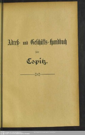 Adreß- und Geschäfts-Handbuch für Copitz
