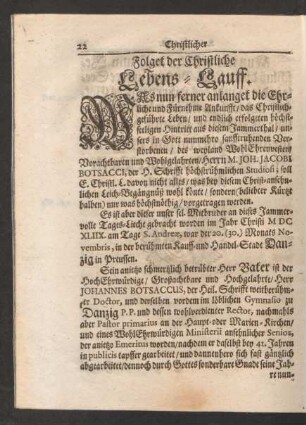 Folget der Christliche Lebens-Lauff.