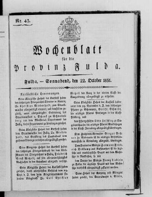 Nr. 43, Ausgabe vom 22. Oktober 1831