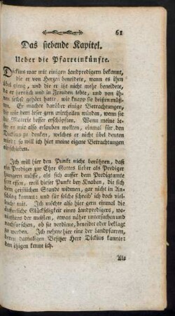 Das siebende Kapitel. Ueber die Pfarreinkünfte.