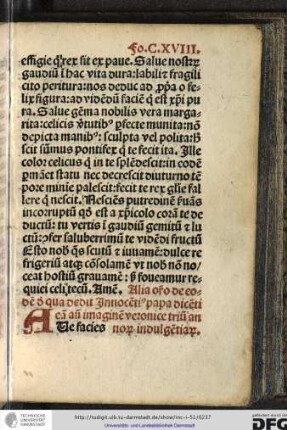 Alia oratio de eodem de qua dedit Innocentius papa dicenti eam ante imaginem Veronice trium annorum indulgentiarum.