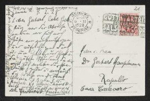 Brief von Felix Hollaender an Gerhart Hauptmann und Margarete Hauptmann