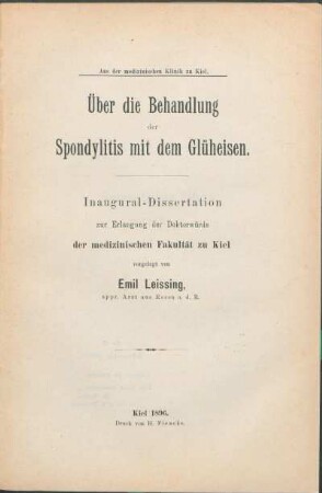 Über die Behandlung der Spondylitis mit dem Glüheisen