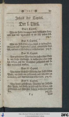 Inhalt der Capitel.