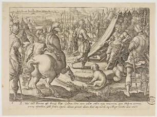 Franz I. empfängt Giovanni de' Medici in einem Feldlager vor seinem Zelt in der Reihe von Mediceae Familiae Rerum Feliciter Gestarum Victoriae et Triumphiv