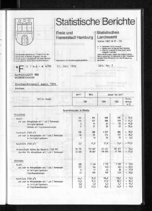 Hochbautätigkeit April 1984 : Lfd. Nr. 7