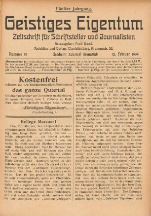 Nummer 10 (15. Februar 1909)