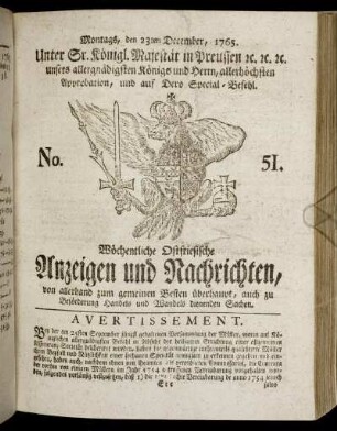 No. 51. Montags, den 23ten December, 1765.