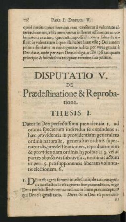 Disputatio V. De Praedestinatione & Reprobatione