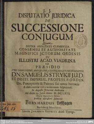 Disputatio juridica de successione coniugum
