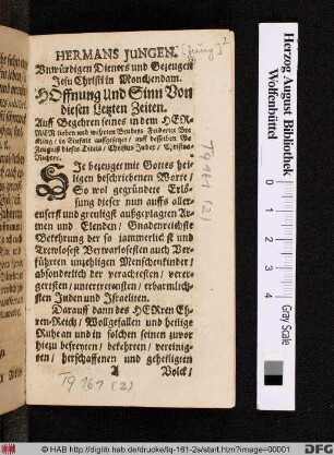 Hermans Jungen. unwürdigen Dieners und Gezeugen Jesu Christi in Monchendam Hoffnung Und Sinn Von diesen Letzten Zeiten