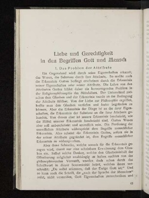 Liebe und Gerechtigkeit in den Begriffen Gott und Mensch