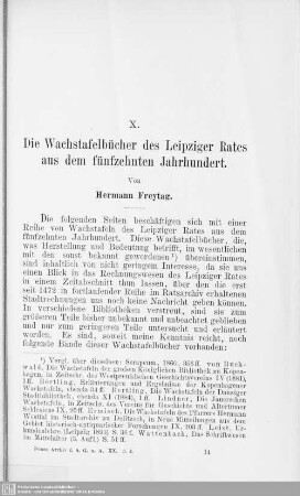 X. Die Wachstafelbücher des Leipziger Rates aus dem fünfzehnten Jahrhundert