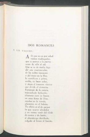 Dos romances : A un vecino [y] Palomas
