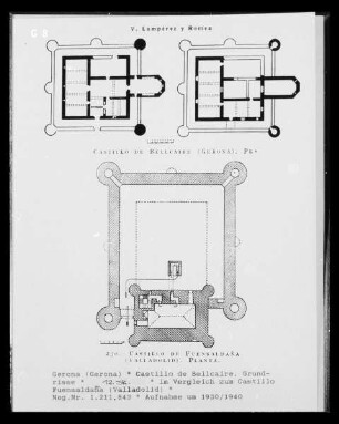 Gerona: Grundriss Castillo de Bellcaire im Vergleich zu Castillo de Fuensaldaña in Valladolid