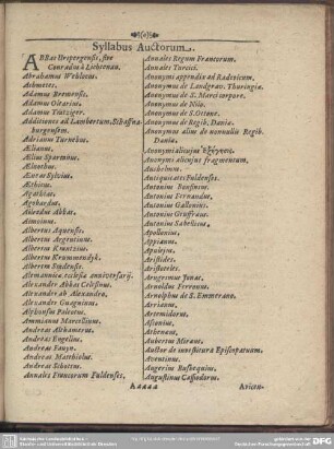 Syllabus Auctorum