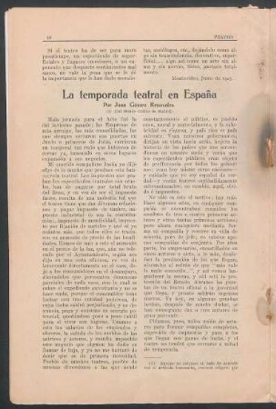 La temporada teatral en España