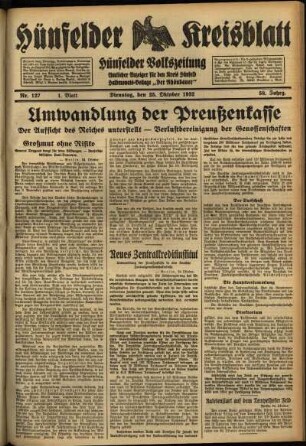Erste Ausgabe vom Dienstag, den 25. Oktober 1932.