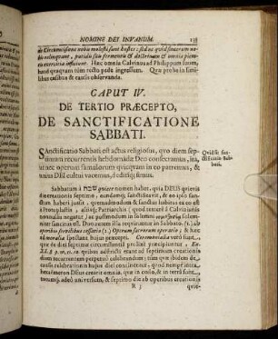 Caput IV. De Tertio Præcepto, De Sanctificatione Sabbati.