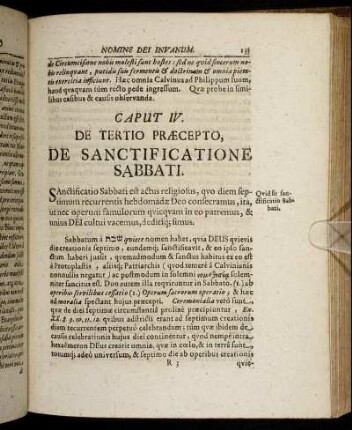 Caput IV. De Tertio Præcepto, De Sanctificatione Sabbati.