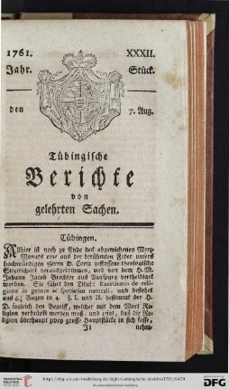 [XXXII.-XXXV. Stück] (August 1761)