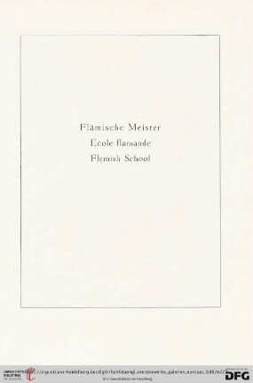 Flämische Meister / Ecole flamade / Flemish School