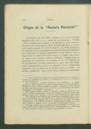 Origen de la "Revista Nacional"