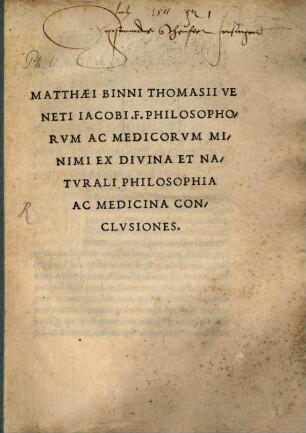 Ex divina et naturali philosophia ac medicina conclusiones