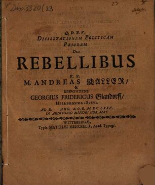 Diss. hist. polit. de rebellibus