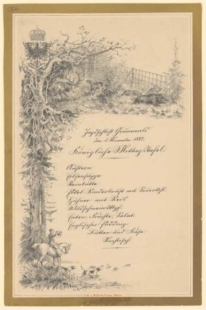 Menükarte : Königliche Mittagstafel, Jagdschloss Grunewald