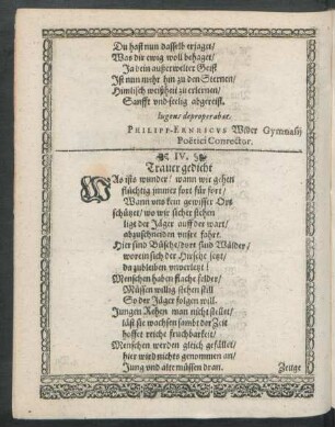 IV. Trauergedicht