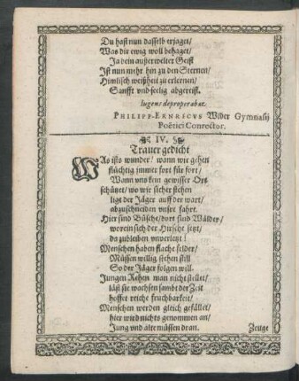 IV. Trauergedicht