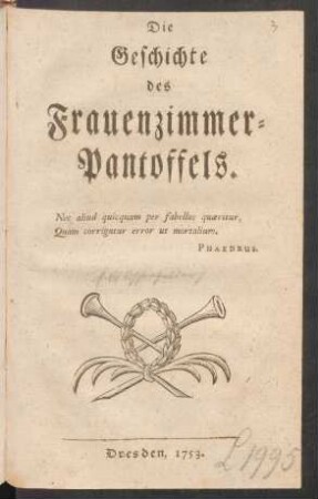 Die Geschichte des Frauenzimmer-Pantoffels