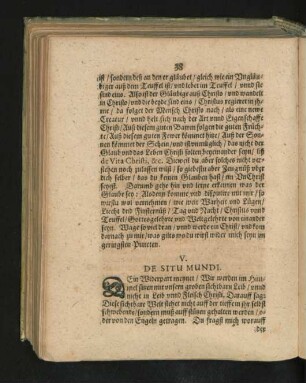 V. De Situ Mundi.