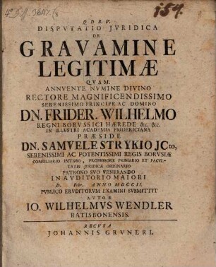 Disp. iur. de gravamine legitimae