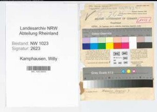 Entnazifizierung Willy Kamphausen , geb. 18.02.1912 (Arbeiter)