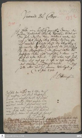Brief von Johann Daniel Herrnschmidt an August Hermann Francke, Paul Anton und Johann Heinrich Michaelis.